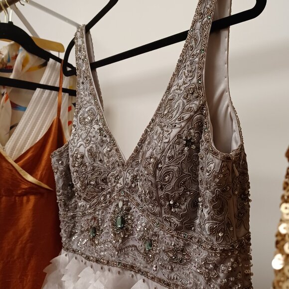 Sue Wong Beaded Gatsby Feather Dress size 14 - Picture 13 of 16